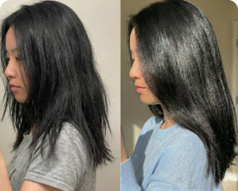 Before and after hair result